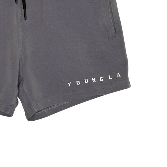 YoungLA M Men Bodybuilding Short Shorts Athletic Gym Training Pockets Gray - Picture 5 of 11